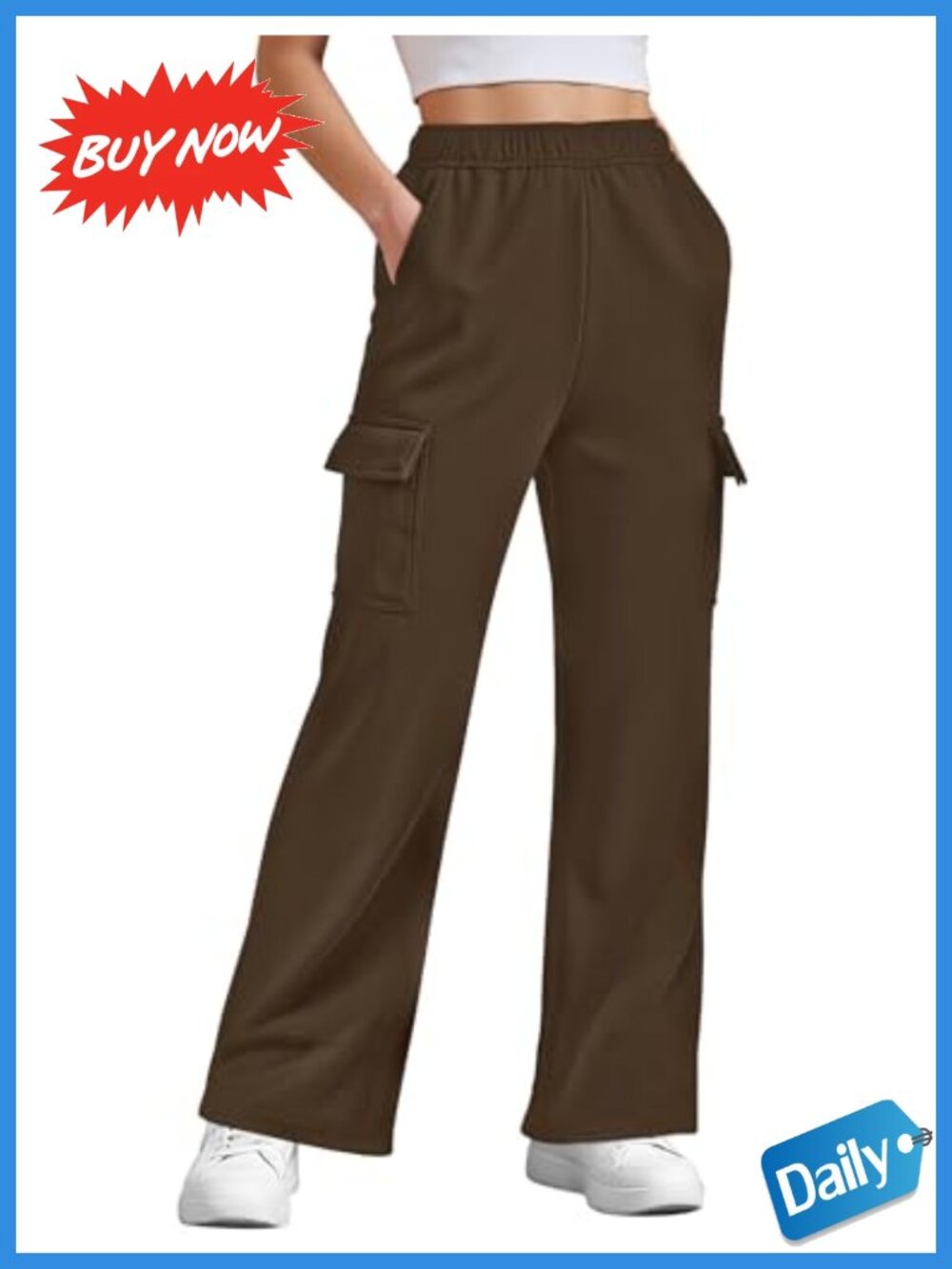 Fleece Lined Cargo Sweatpants Women Baggy Joggers with Pockets
